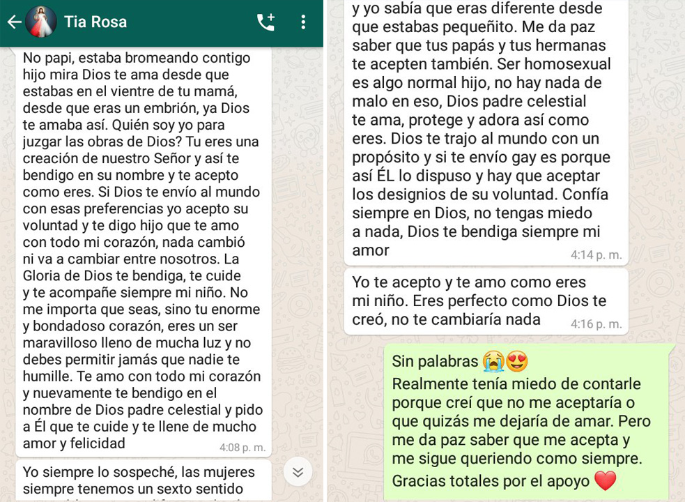 respuesta del chico gay que salió del clóset con su tía religiosa
