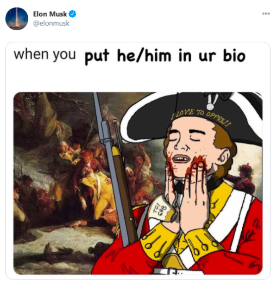 Elon Musk pronombres inclusivos twitter publicacion