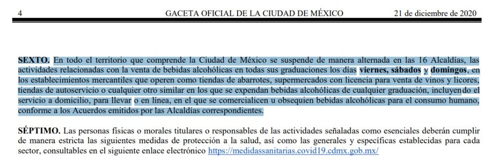 ley seca medidas sanitarias CDMX