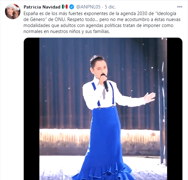 LGBTfóbica Paty Navidad niño vestido