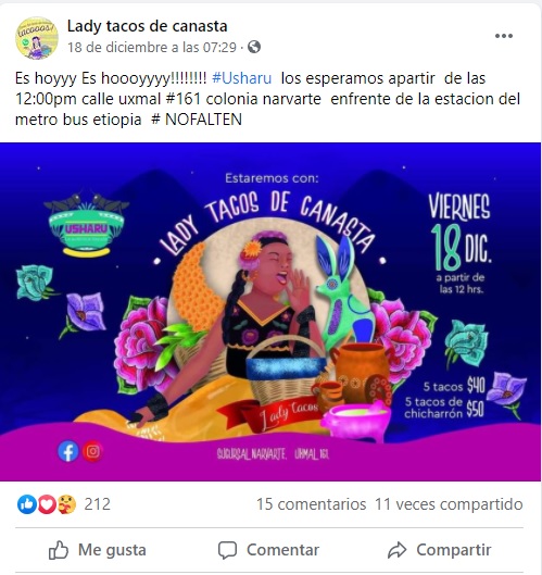 Pedidos a domiclio Lady Tacos de Canasta