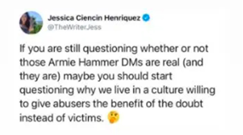 jessica ciencin hernriquez armie hammer twitter