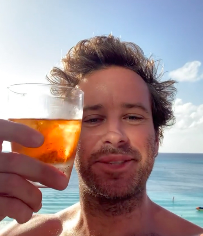 Armie Hammer alcohol instagram foto