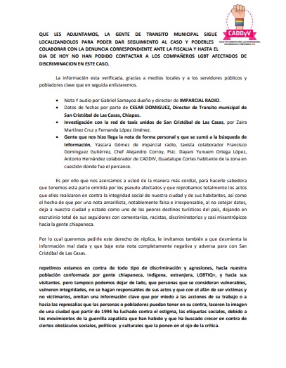 CADDIV se pronuncia sobre caso de turistas gays en San Cristóbal