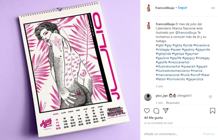Calendario Marica Nacional elaborado por ilustradores LGBT+ mexicanos