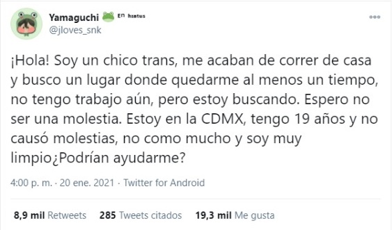 Corren de su casa a chico trans y busca refugio