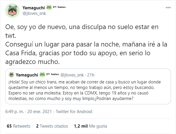 Chico trans encuentra refugio en Casa Frida