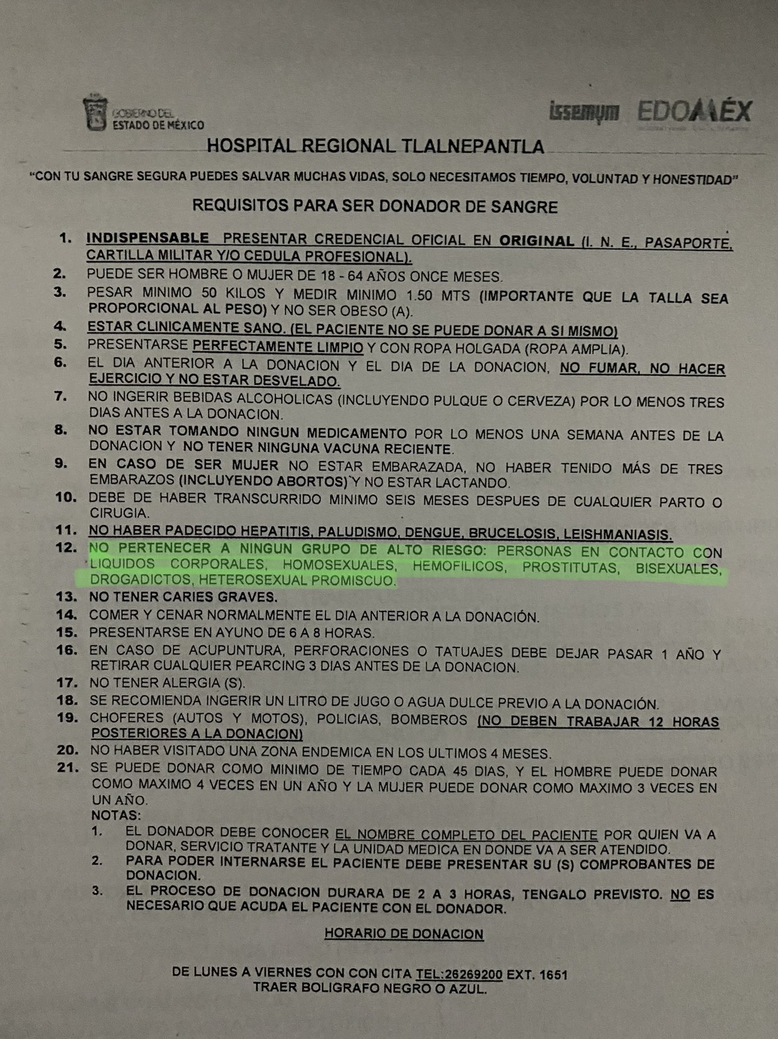 donar sangre donación lgbt discriminación tlaneplantla edomex