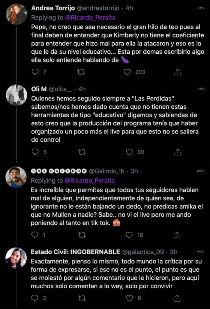 Kimberly irene perdidas comentarios usuarios twitter