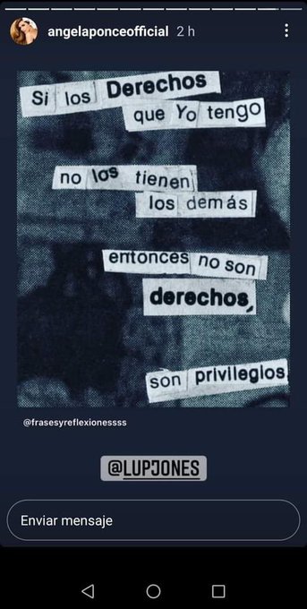 angela ponce instagram derechos privilegios diferencia