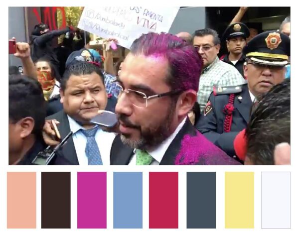 Colectivos arrojan glitter a Jesús Orta, entonces secretario de Seguridad Ciudadana