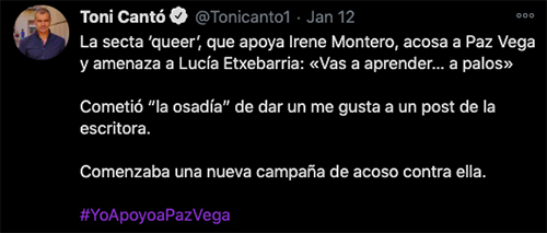 toni canto politico paz vega