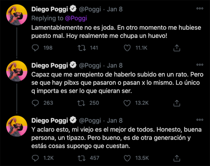 mensaje whatsapp papa salir closet twitter