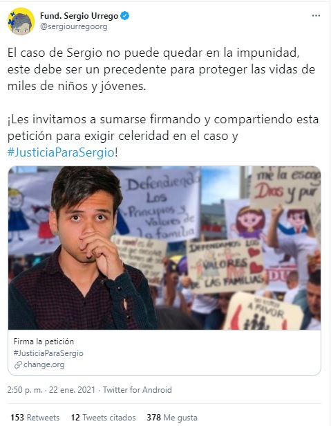 petición sobre el caso de Sergio Urrego