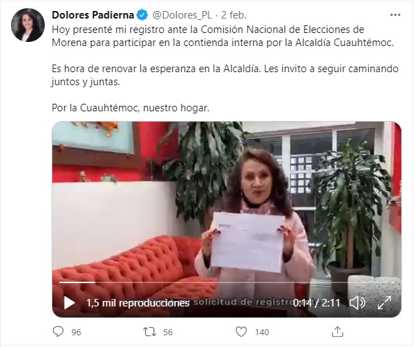 Dolores Padierna precandidata a la alcaldía Cuauhtémoc
