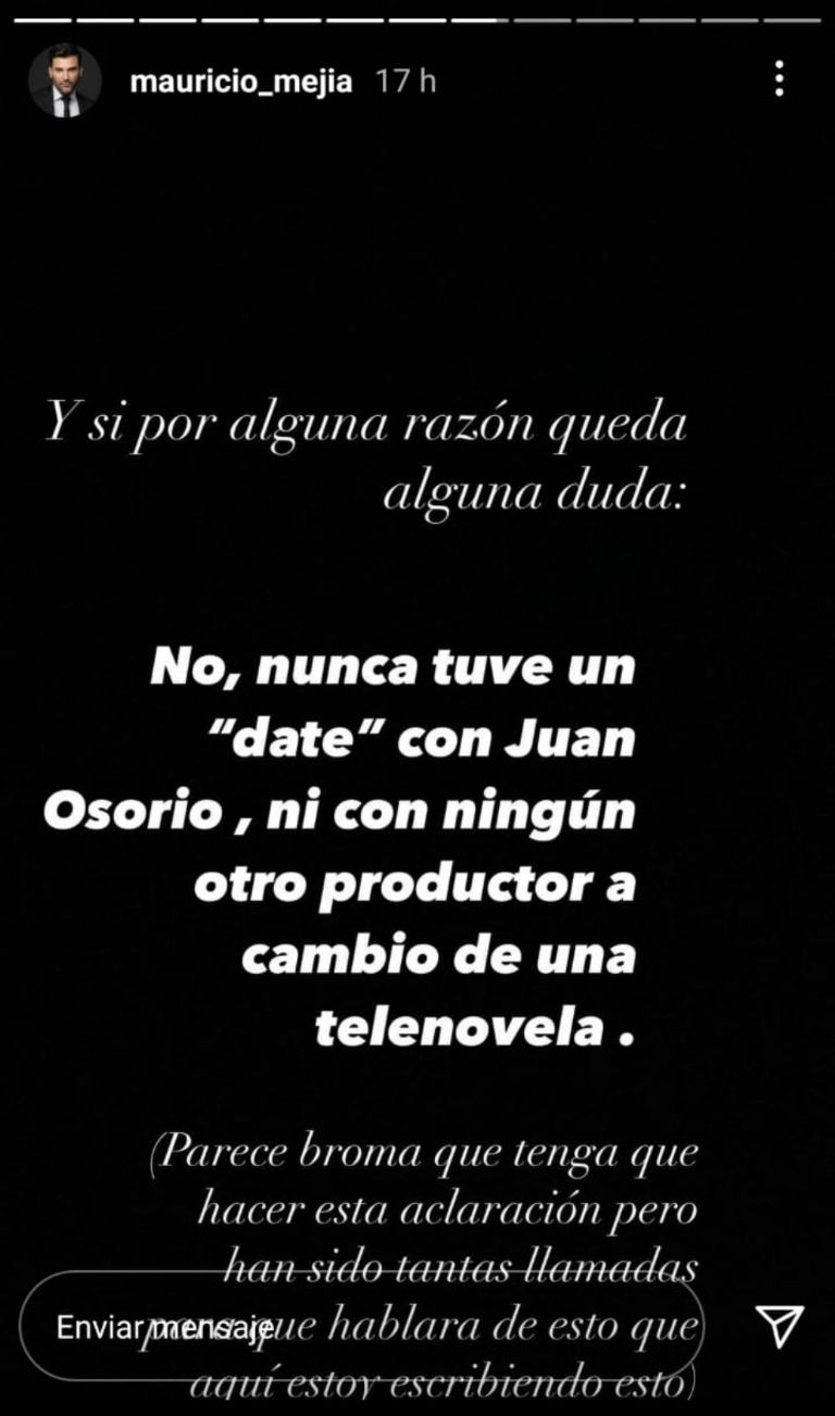 Mauricio Mejía aclara si salió con Juan Osorio