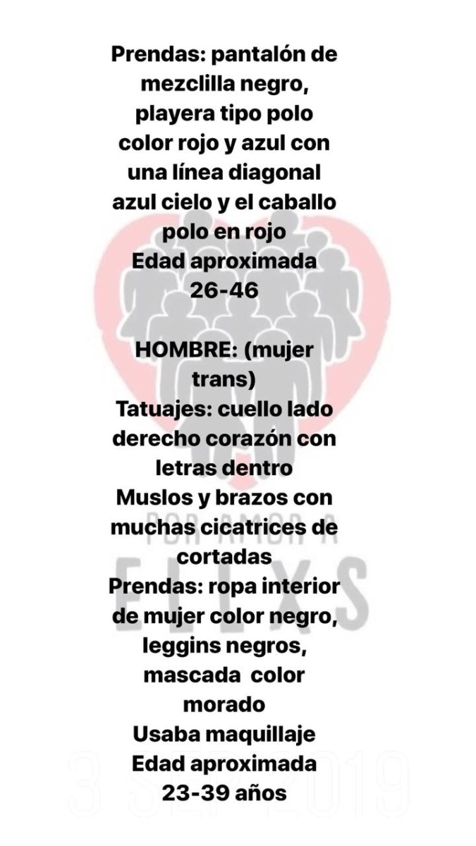 Identificación del cuerpo de Susana Silvestre mujer trans