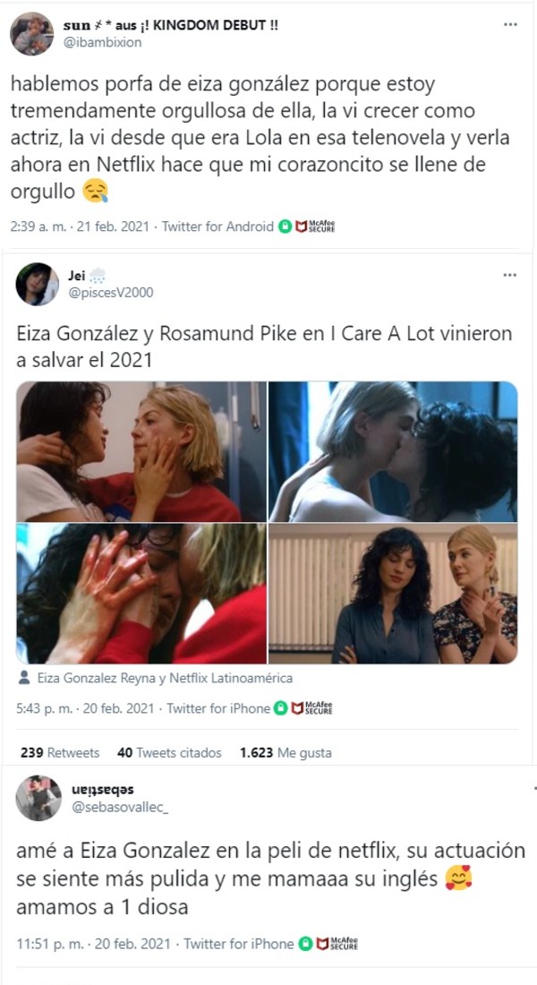 Opiniones papel lésbico Eiza Gónzález