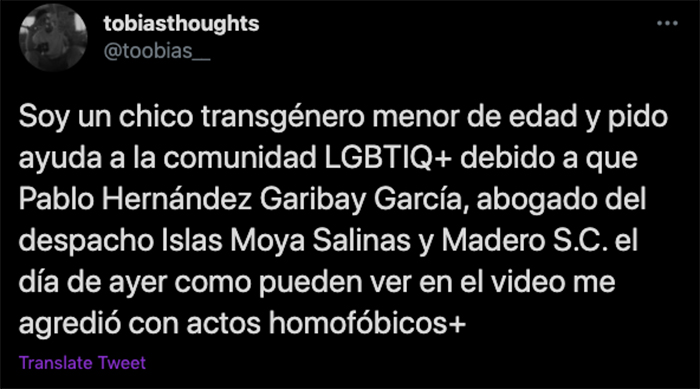 ataque chico menor edad trans twitter