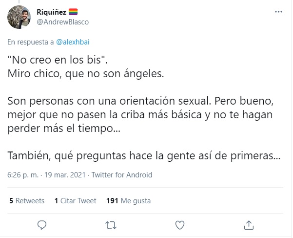 Tuit sobre caso de Alex Huguet