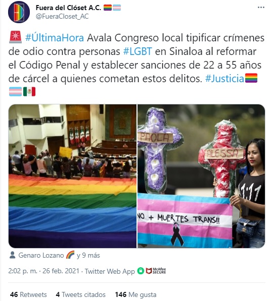 Tipificación de crímenes de odio en Sinaloa