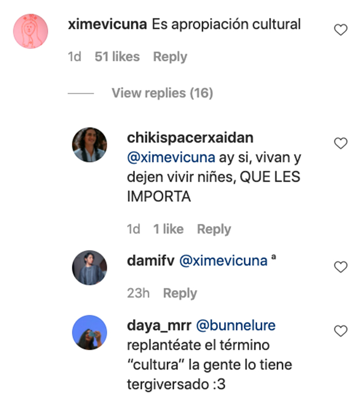 comentarios instagram joaquin bondoni apropiación cultural