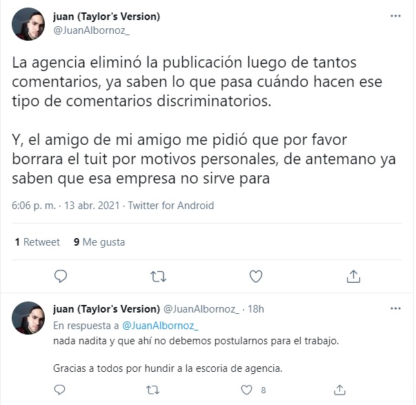 Anuncio de empleo homofóbico
