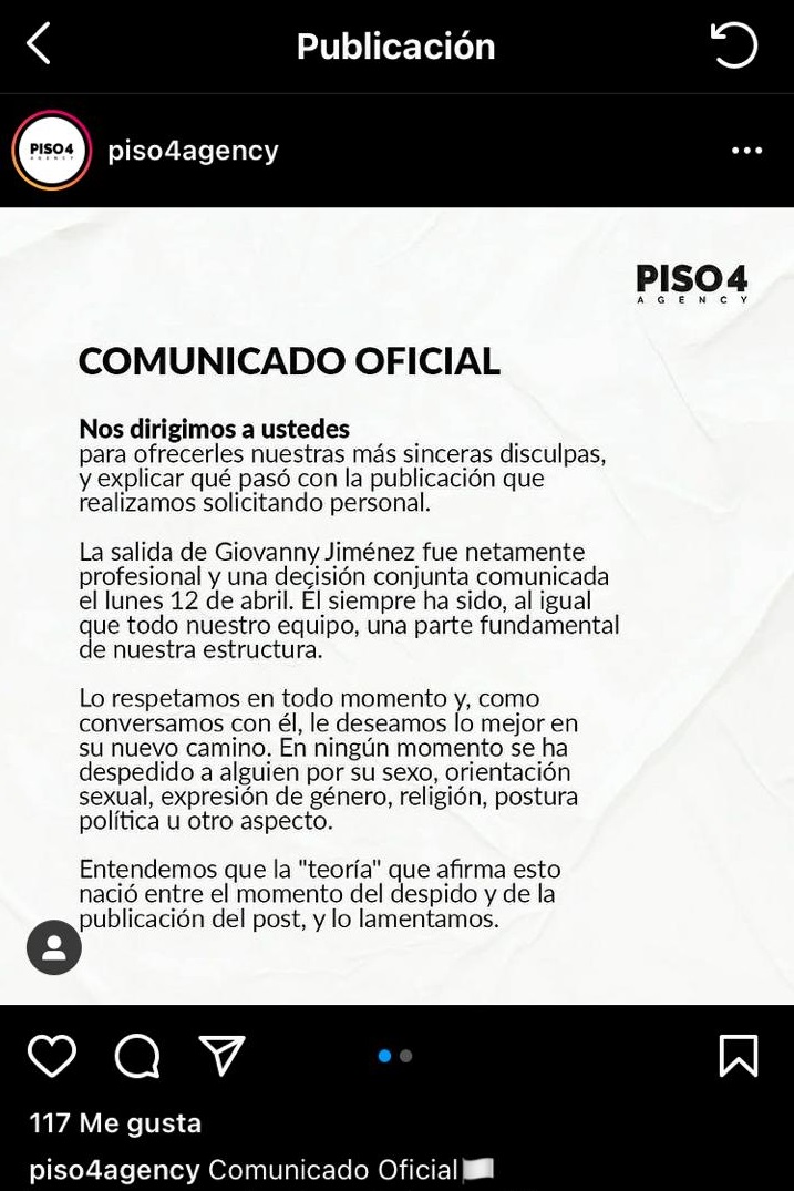 Disculpa de Piso 4