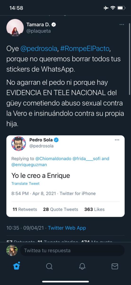 Pedro Sola enrique Guzmán Twitter