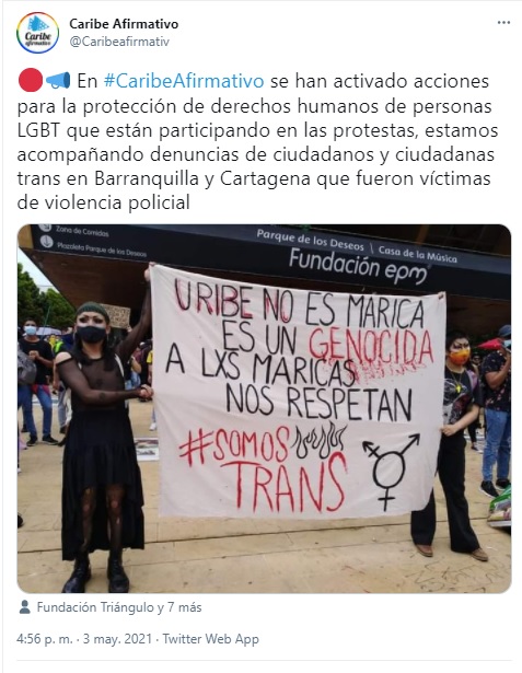 Comunidad LGBT+ apoya en paro nacional de Colombia