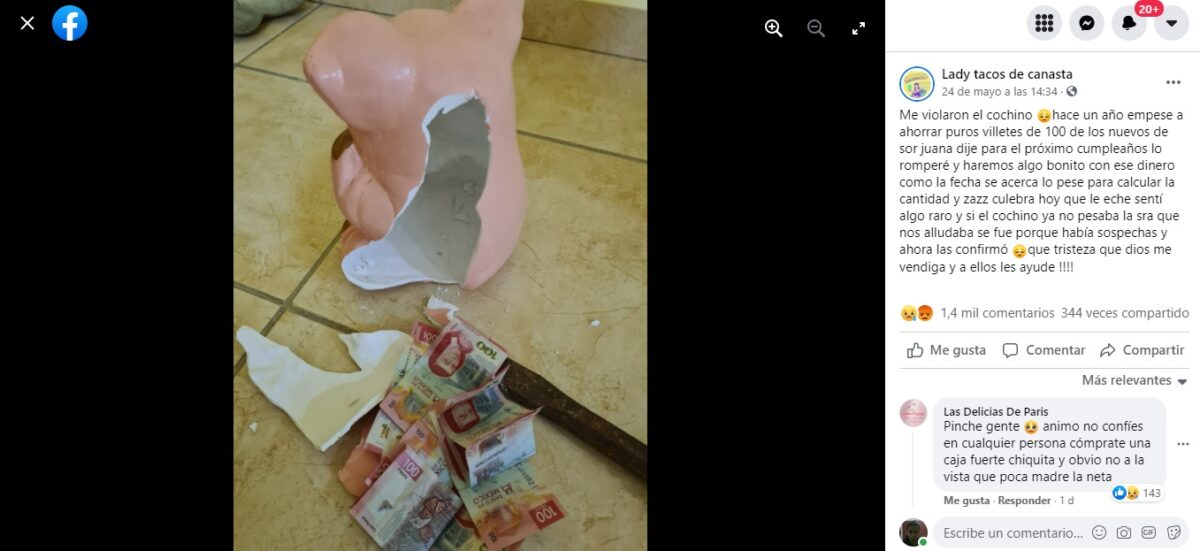 Robo a Lady Tacos de Canasta