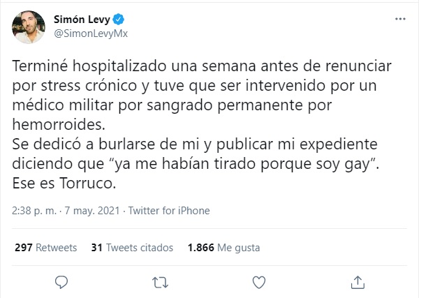 Simón Levy acusa a Miguel Torruco por homofóbico