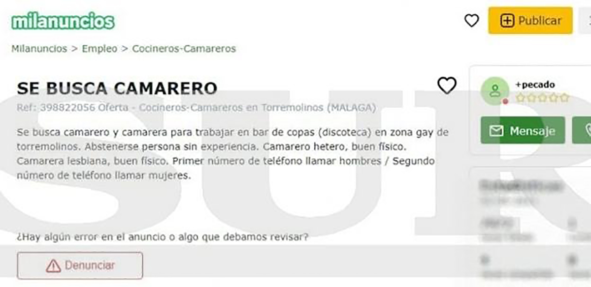 bar gay anuncio camarero hetero
