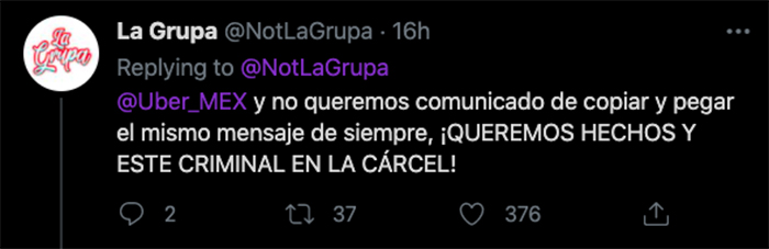 twitter la grupa mensaje