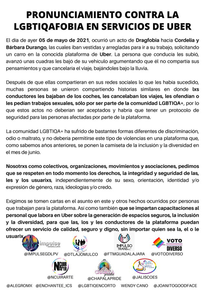 PRONUNCIAMIENTO CONTRA UBER OFICIAL