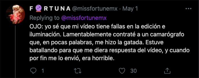 mis fortune twitter denuncia