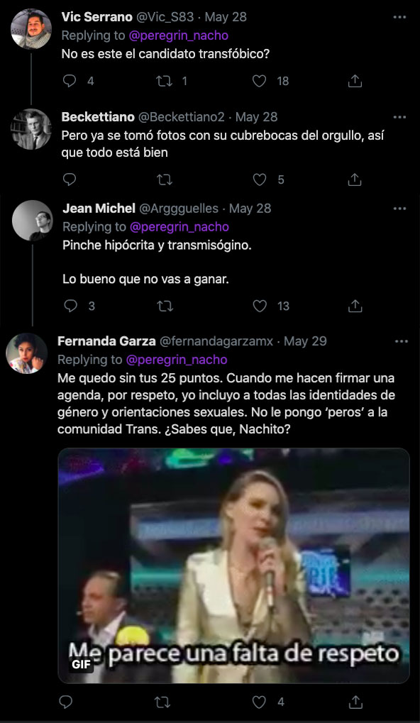 Twitter nacho peregrin belinda tansfobia
