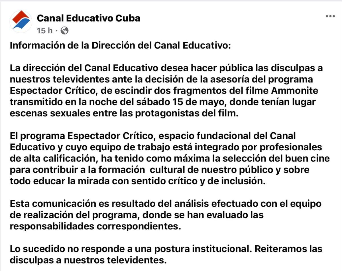 tv cubana disculpa censura Ammonite
