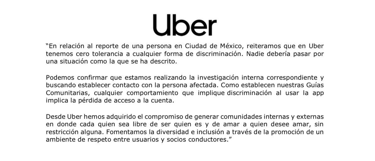 uber postura comunicado