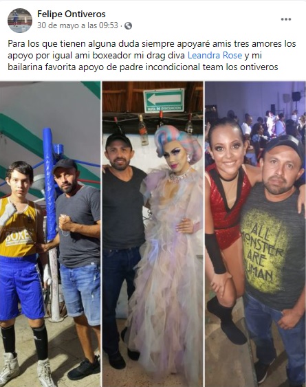 Mensaje de Felipe Ontiveros para la drag queen Leandra Rose