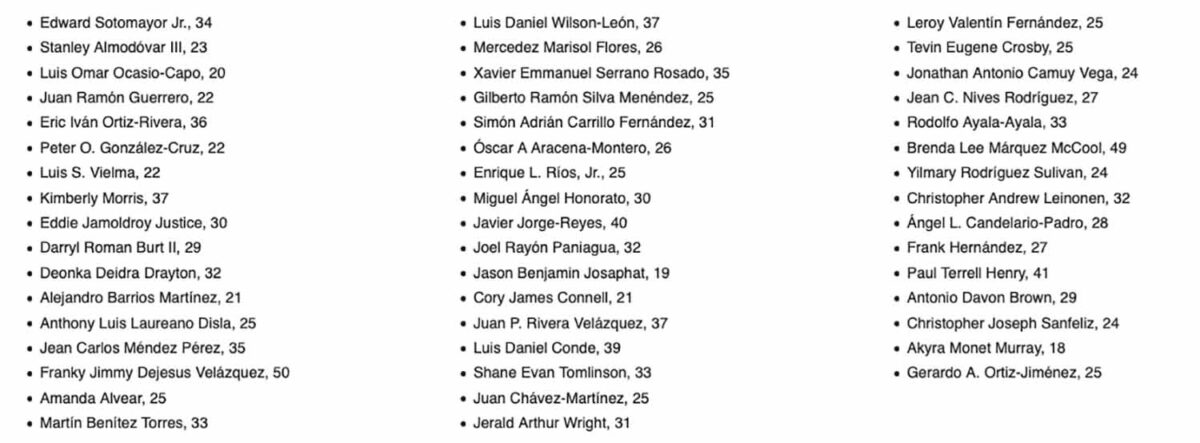 Víctimas de la masacre de Pulse
