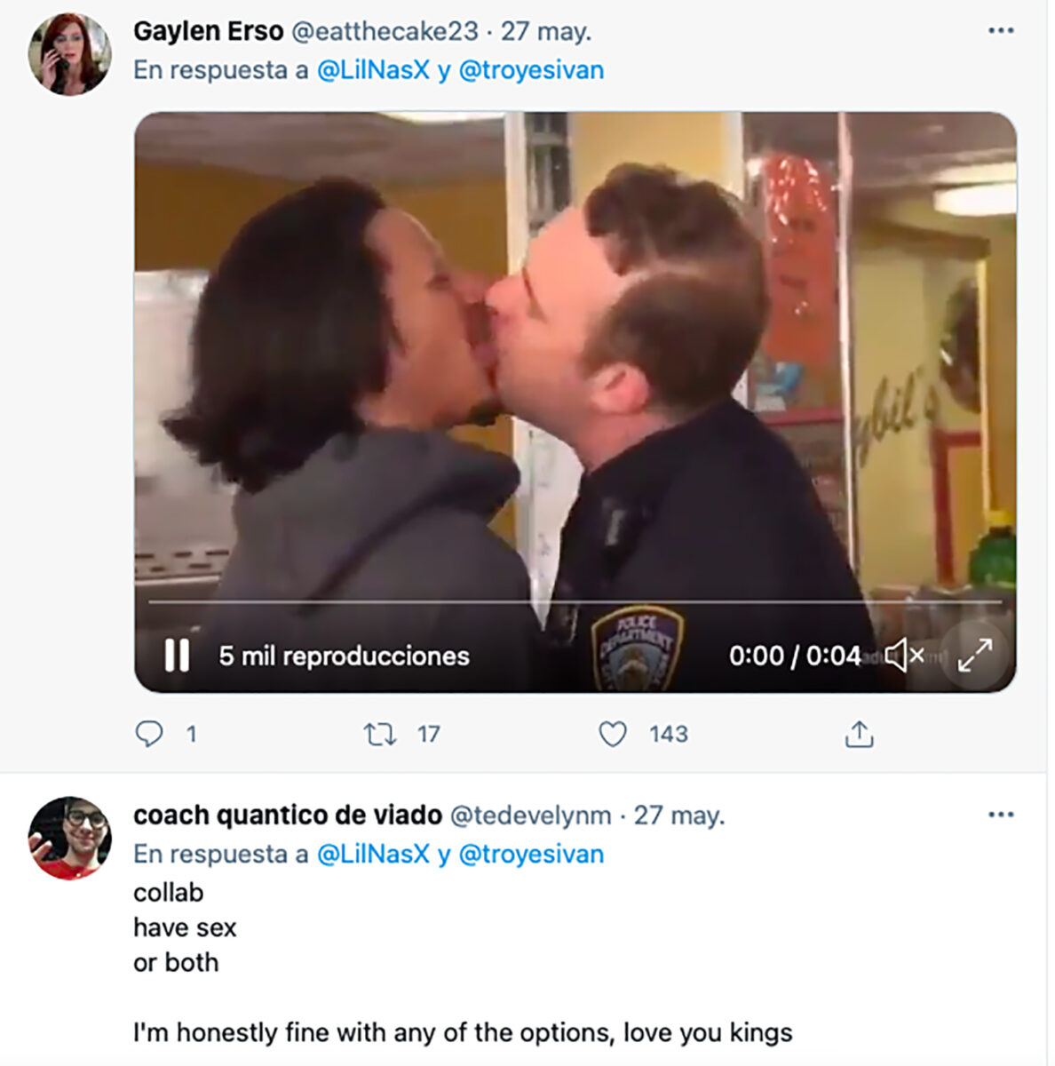 Troye Sivan y Lil Nas X en Twitter