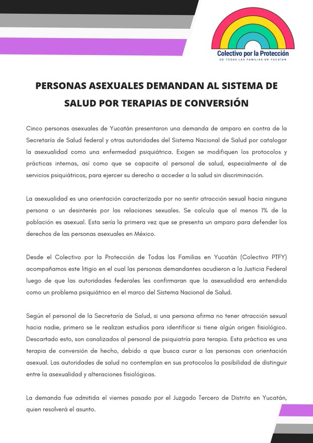 Personas asexuales presentan demanda contra el Sistema de Salud
