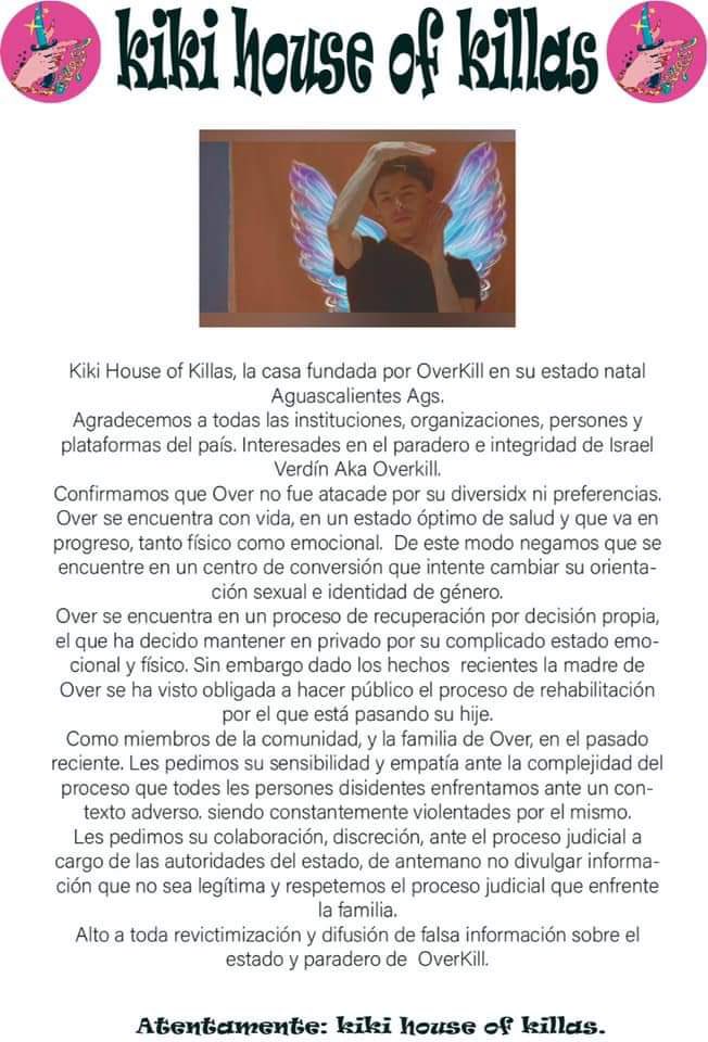 Desaparición de activista no binarie Overkill