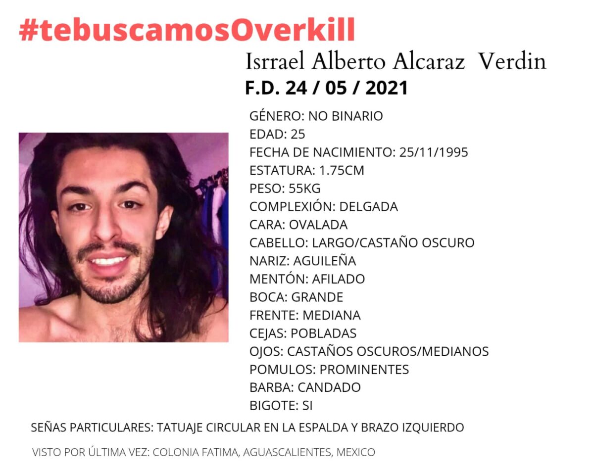 Israel Alberto Alcaraz Verdin, activista conocide como Overkill