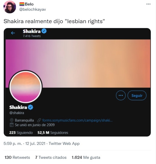 reacciones de los fans de Shakira a foto de bandea lésbica