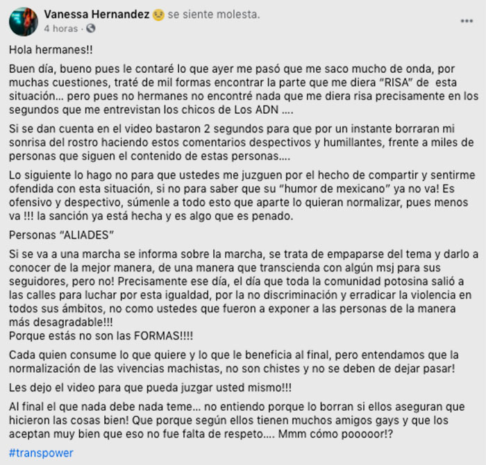 adn transfobia vanessa hernandez youtube