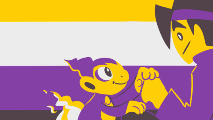 bandera-no-binaria-amarilla-blanca-morada-negra bandera no binaria amarilla blanca morada negra