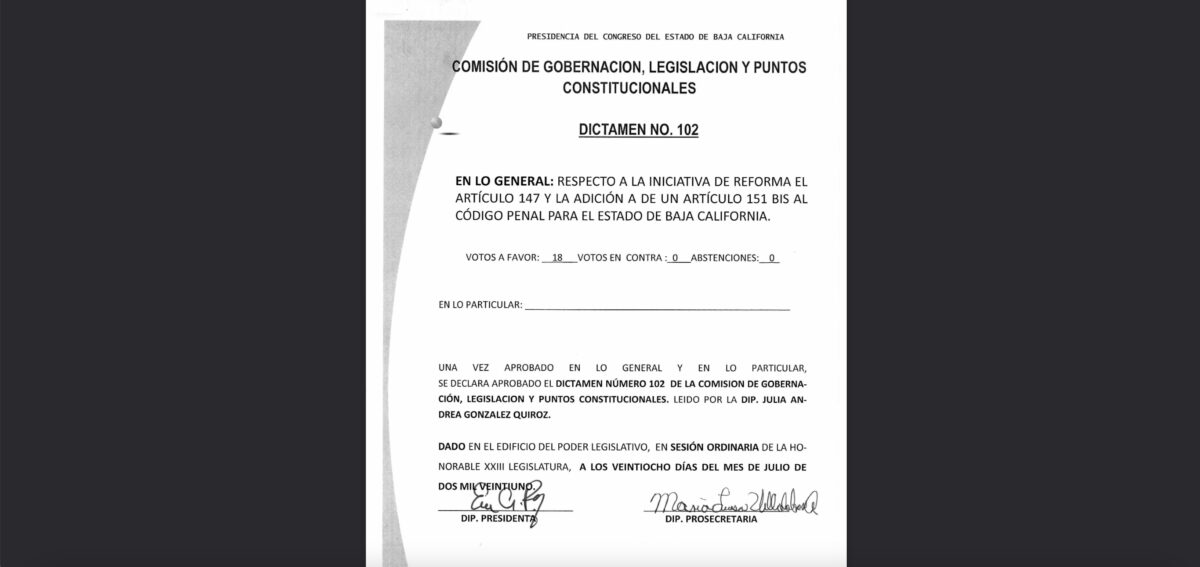 dictamen 102 baja california 28 de julio 2021