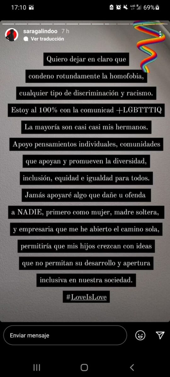 disculpa sara galindo